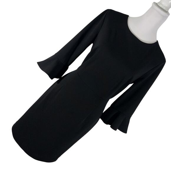 DONNA MORGAN! ELEGANT AND CLASSIC RICH BLACK  LONG BELL SLEEVED DRESS! SZ 12 - Picture 11 of 11